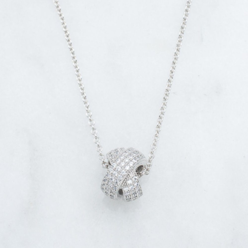 Silver "X" CZ pave slider on chain  - Lot #041